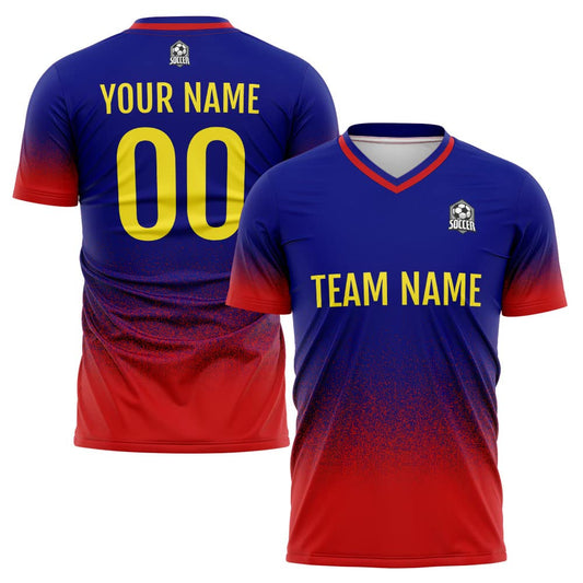 Blue and Red Breathable Soccer Jersey for Boys and Girls