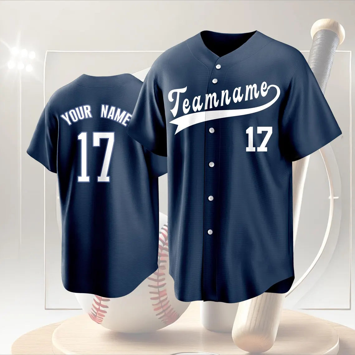 Personalized Baseball Jersey - Embroidered Team Name & Number