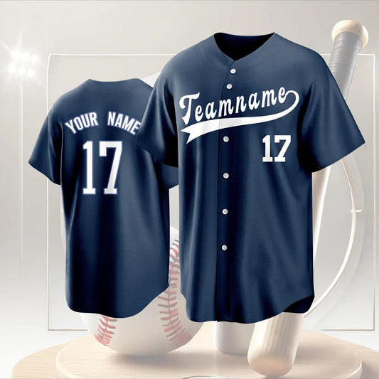 Personalized Baseball Jersey - Embroidered Team Name & Number