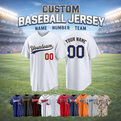 Personalized Baseball Jersey, Custom Name/Number, Team Uniform.