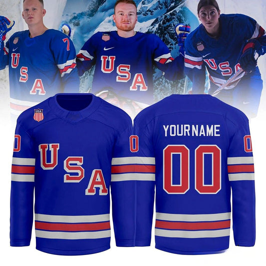 Team USA 2026 Winter Olympics Custome Hockey Jersey blue